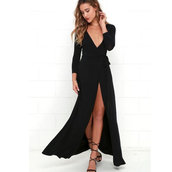 lulus long sleeve wrap dress